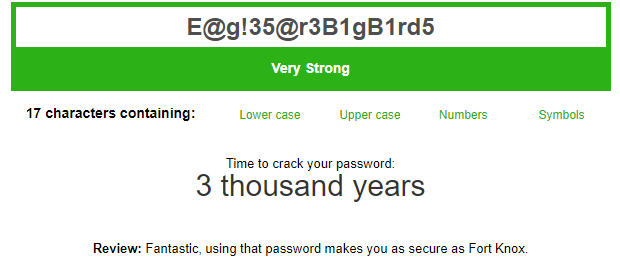 difficult password to hack.  